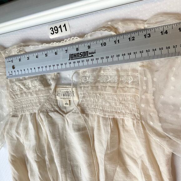 Sweet Wanderer Women Dress size S KneeLength Baby Doll Sheer Mesh Ivory White - Picture 2 of 11